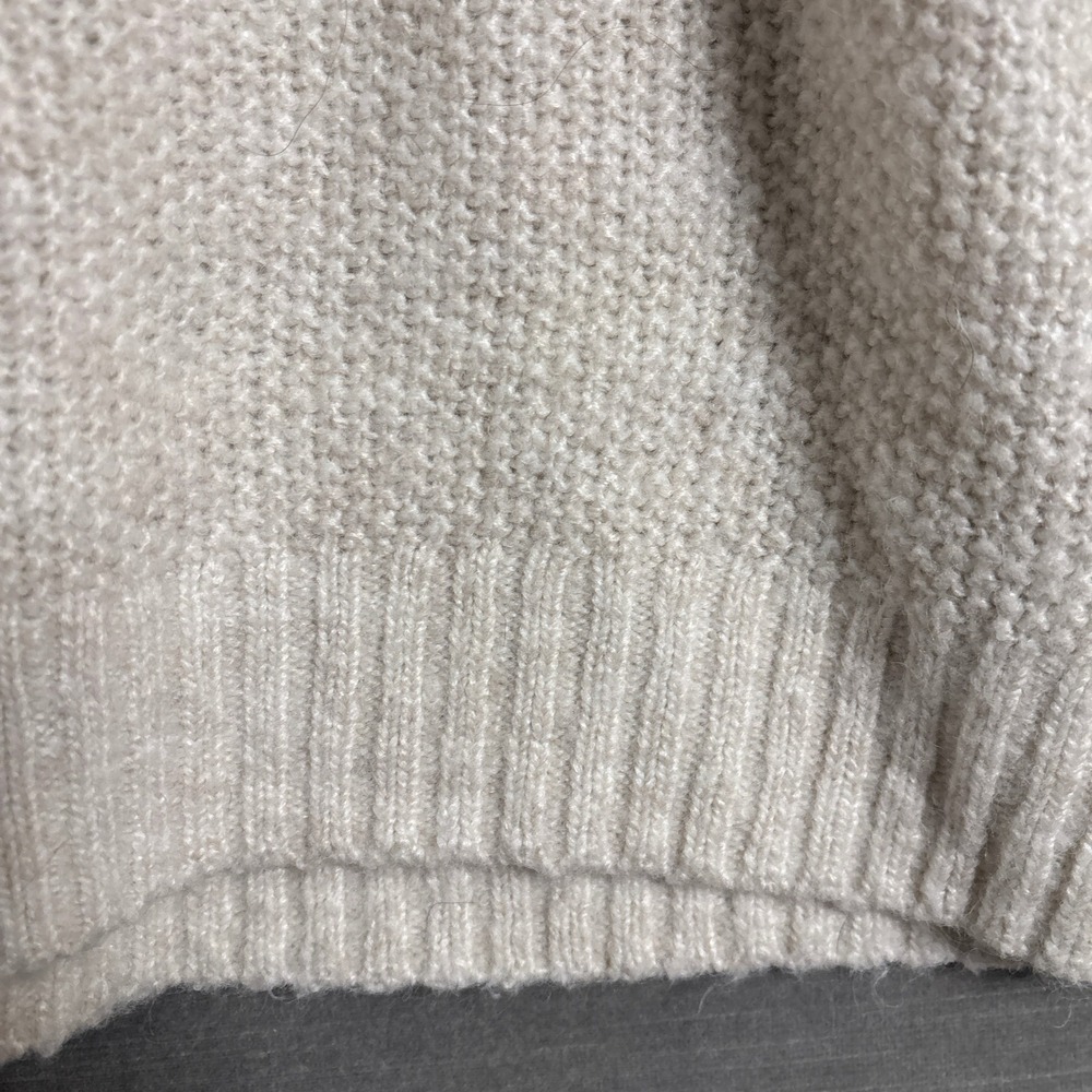 Old Navy Cardigan XL Beige Wool Blend Cable Knit Chunky Fisherman Sweater Crop - Picture 7 of 10